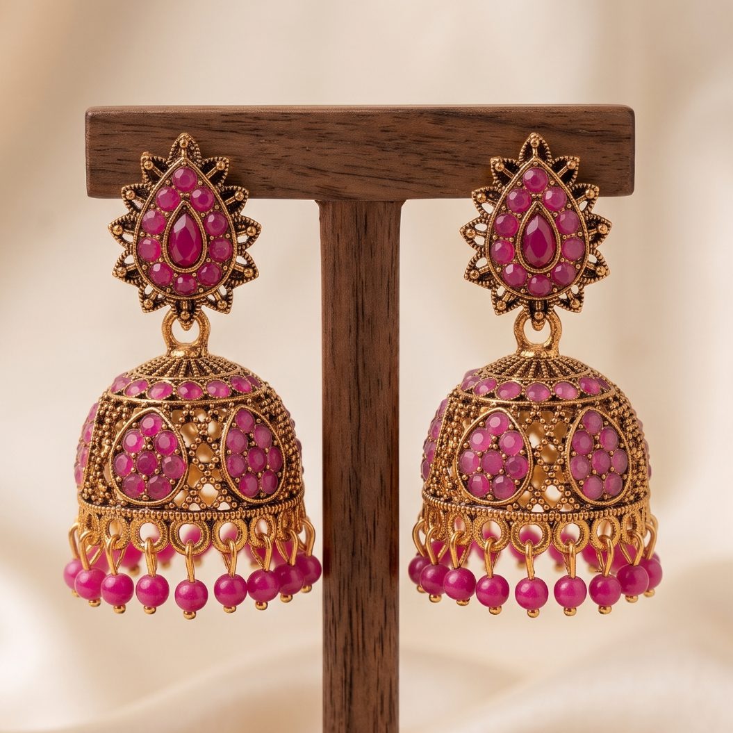 Gopi Jhumka - Pink