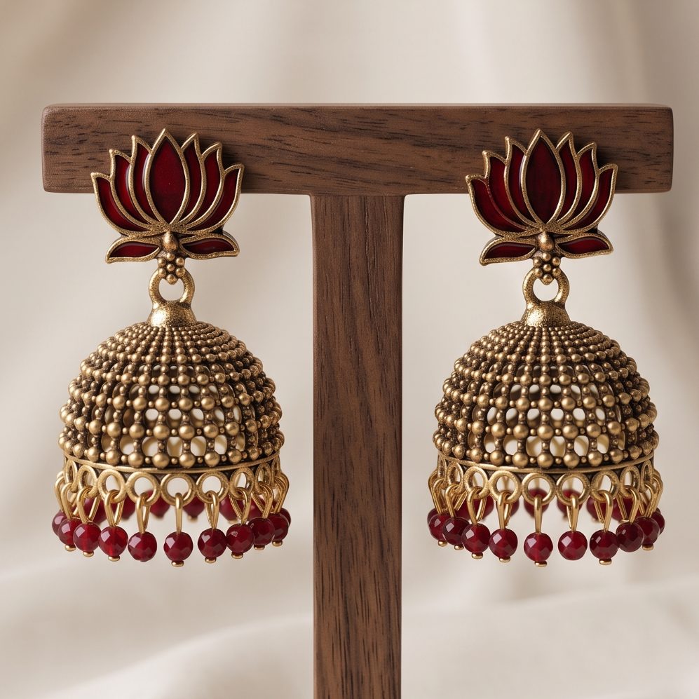 Brown Lotus Jhumka