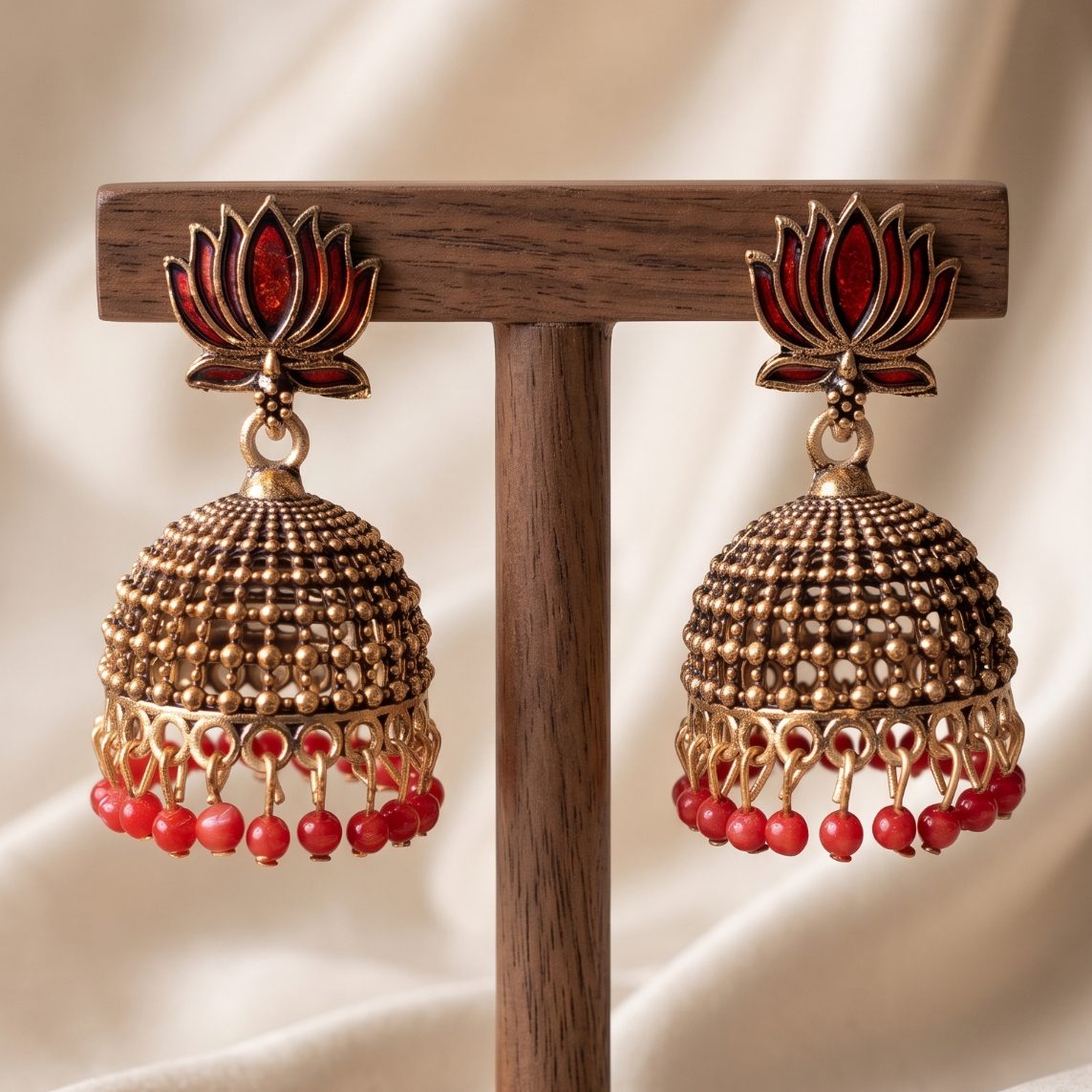 Orange Lotus Jhumka